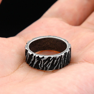 Anillo de acero inoxidable para hombre yunnique, diseño vikingo con patrón de grietas, estilo minimalista, joyería de moda, regalo, tallas 7, 8, 9, 10, 11, 12, 13 - Product Image 3