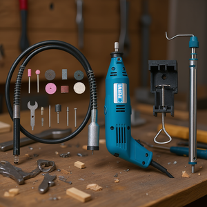 Mini-meuleuse Fervi avec outils 110V 230V à vitesse variable pour le polissage, la découpe et le perçage du métal, du bois et du plastique - Product Image 3