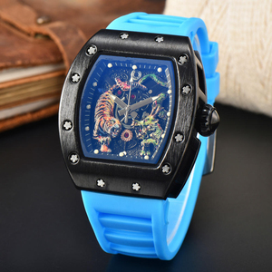 Luxury Multifunctional Men <b>Chronograph</b> Mechanical Watch Luminous Silicone And Leather Strap Wrist Watch - Product Image 4