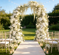 Arche de fleurs artificielles blanches en gros, arrangement floral de haute qualité pour la décoration de scènes de mariage, de propositions de mariage et de fêtes