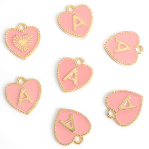 Breloque <span class=keywords><strong>C</strong></span>œur en Relief Doré en Alliage de Zinc Émaillé pour Bracelets d'Amitié et Cadeaux - Product Image 3