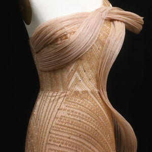 Jancember LSZ088高級ワンショルダーキャラメルビーズクリスタルマーメイドスリットプロムドレス - Product Image 5