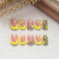 Uñas Acrílicas Curvadas Francesas Hechas a Mano con Diseño Personalizado para el Mercado Objetivo, Uñas PMMA de Cobertura Completa con Textura 3D, OEM ODM, 10 Piezas