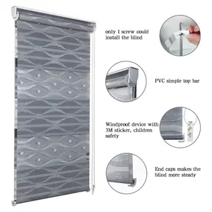 Smartop Fashionable Zebra Fabric Grey Shiny Wave Custom Zebra Blinds For Windows With Control Chain