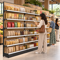 Étagère de présentation pour supermarché, robuste, simple face, en bois, pour magasin de détail, épicerie, étagère murale en métal réglable