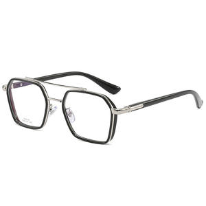 Montures de lunettes carrées style William Chan, unisexe, protection contre la lumière bleue, verres plats, largeur de monture moyenne, verres en polycarbonate, origine Wenzhou - Product Image 1