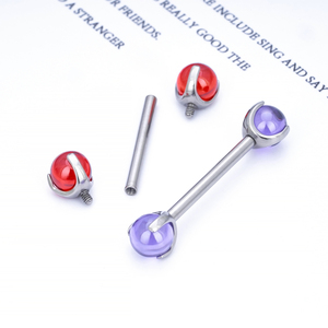 G23 F136 titanio 14G hilo interno pezón anillo Barbell chapado en oro circón cristal gema <span class=keywords><strong>mujer</strong></span> pecho <span class=keywords><strong>Piercing</strong></span> cuerpo joyería - Product Image 6