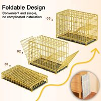 Cage carrée pour animaux de compagnie à structure en fer, grande porte latérale, échelle d'escalade, plateforme supérieure, double plateau coulissant en plastique, fermeture auto-agrippante, motif à carreaux