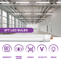 OEM ODM 5000K 6000K Lente esmerilada de doble fila Led T8 Tubo 72W 9000lm Fa8 Pin único 8 pies Bombillas LED