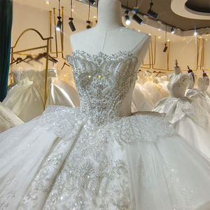 Vestido de Novia de Princesa con Escote en V, Apliques, Mangas Desmontables, Silueta de Sirena/Trompeta, Lsml016 para - Product Image 1