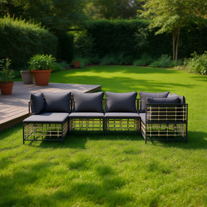 Ensemble de salon de jardin anthracite, structure métallique, mobilier d'extérieur contemporain, 4 places - Product Image 2