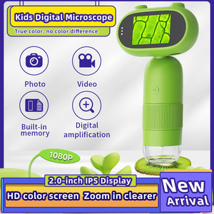 กล้องจุลทรรศน์พกพาสำหรับเด็ก หน้าจอ LCD LED ขนาด <span class=keywords><strong>2</strong></span> นิ้ว ความละเอียด 1080P กำลังขยาย 500 เท่า พร้อมไฟ LED 8 ดวง จากโรงงาน - Product Image 2