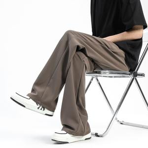 Nouvelle Tendance Été 2024 : Pantalon Homme en Soie Glacée Léger, Taille Mi-Haute, Multi-Poches, Style Américain High Street, Coupe Droite Drapée Légèrement Évasée - Product Image 4