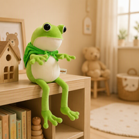 Grüner Frosch Plüschpuppe Cartoon Stofftier mit Umhang Weiches Kuschelkissen für Geburtstag Hochzeitsgeschenk
