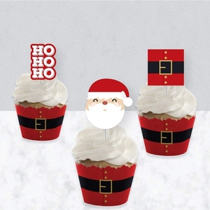 Ensemble de Décorations et Embellissements pour Cupcakes de Noël Père Noël pour la Pâtisserie des Fêtes et les Présentoirs de Desserts Festifs - Product Image 4