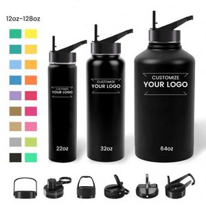 Bouteilles d'eau en acier inoxydable avec impression sérigraphique 3D, couleurs, logos et tailles personnalisables. - Product Image 1