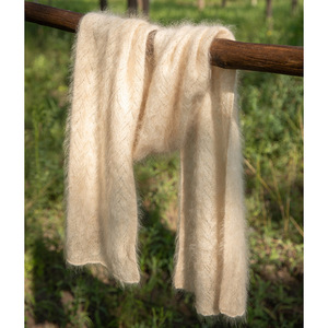 Écharpe en cachemire pur tricotée pour femme, automne-hiver, douce, chaude, brossée, ajourée, légère et polyvalente - Product Image 1
