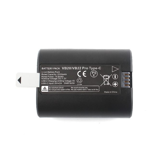 VB22 Pro Type-C Rechargeable Lithium Battery Pack Replacement New for Godox V350 and V480 Flashlights