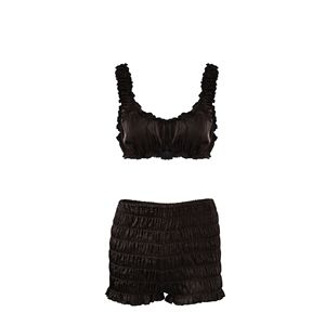 Conjunto de Pijama Sexy de Primavera-Verano 2026, Chaleco y Pantalones Cortos de Seda Sintética con Volantes - Product Image 2