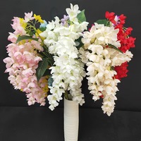 Bunga Wisteria Cassia Fistula Buatan Tangan Modern, Bunga Sutra Buatan Tangkai Panjang Ramah Lingkungan untuk Wisuda Natal