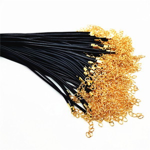 Cordón de cuero encerado para collar, 2mm, negro, 45cm, con cierre dorado, accesorio de joyería para colgante de cristal - Product Image 2