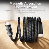 Câble de charge rapide magnétique 240W PD Type-C en nylon tressé 1,5M 480Mbps pour synchronisation de données des appareils intelligents – Commande en gros