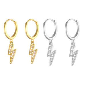 MYF Factory 2024 Custom <strong>Wholesale</strong> 925 Sterling Silver Jewelry Gold Plated <strong>Lightning</strong> Circle Earrings Zircon Best Factory Price - Product Image 1