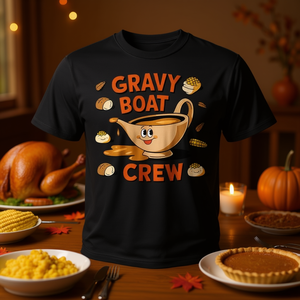 T-shirt Gravy Boat Crew con stampa del cibo di Thanksgiving, in cotone premium, taglia unisex per adulti - Product Image 3