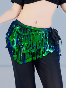 Nouveau style de ceinture de danse du ventre, paillettes brillantes, glands, ceinture orientale, écharpe polyvalente pour la taille, vêtements de performance, costume de danse du ventre - Product Image 5