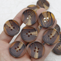 Boutons en résine imitation corne de buffle, couleur café mat, plats, 4 trous, logo laser personnalisable pour costumes, manteaux et pulls