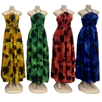 Robe Décontractée d'Été pour Femme Sans Manches, Dos Nu, Imprimée Tie-Dye avec Encolure Épaules Dénudées
