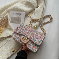 Sac à main pour femme Bolso De Dama, sac à bandoulière en tweed classique inspiré des grands créateurs, avec fermeture éclair, petit sac à bandoulière pour femme, sac à bandoulière pour l'hiver