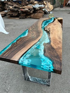 <span class=keywords><strong>Table</strong></span> à <span class=keywords><strong>Manger</strong></span> de Restaurant en <span class=keywords><strong>Bois</strong></span> et Résine Époxy Effet Rivière, Moderne, Sur Mesure, pour Mobilier d'Extérieur en Gros - Product Image 5