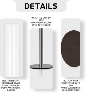 Portavelas de metal Hurricane para candelabros altos cónicos de vidrio con soportes de velas de tubo de chimenea de cristal - Product Image 4