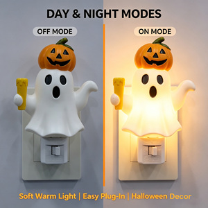 Lámpara LED de Noche con Diseño de Calabaza Fantasma de Halloween, Giratoria 360°, Luz Cálida Suave, Decoración Espeluznante para el Hogar, Regalo al por Mayor - Product Image 4