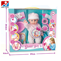 Poupée en plastique 14 pouces pour bébé avec alimentation pour jeu, ensemble d'accessoires, 12 sons, pleurs et fonctions urinaires, style jouet modèle