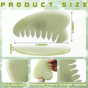 Peigne à cheveux et outil Gua Sha (2 pièces) – Masseur de tête portable et pierre de raclage facial pour <span class=keywords><strong>la</strong></span> thérapie du cuir chevelu, <span class=keywords><strong>la</strong></span> relaxation et le soulagement du stress - Product Image 2