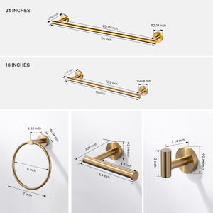 Thanh lịch đòn bẩy thiết kế phụ kiện phòng tắm đơn khăn Bar Robe Hooks vàng thép không gỉ 304 tắm phần cứng Set - Product Image 6