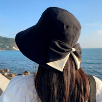 Chapeaux de pêcheur à large bord en coton uni pour femme, style bob, couleur unie, avec nœuds, pour l'extérieur, le voyage et la pêche, vente en gros