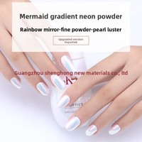 Transfrontalier exclusif 3D Nail Art décorations irisé coquille sirène perle arc-en-ciel néon miroir poudre Styles poudre scintillante