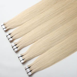 Cheveux vierges européens en gros, double trame, 100% cheveux humains Remy, extensions de cheveux à bandes adhésives régulières avec cuticules alignées - Product Image 1