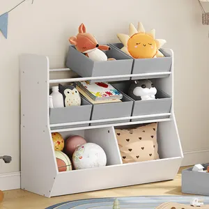 Kds Design Competitive Price Baby Children's Toy Box Organizers And Storage Cabinet With Fabric Basket