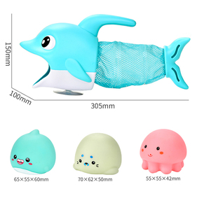 Juguetes para Baño de Bebés <span class=keywords><strong>MY</strong></span> TOYS, 60 Piezas/Caja, ABS + PVC, Delfín Hambriento con 3 Peces, Juego Interactivo de Verano, Logotipo Personalizado - Product Image 2