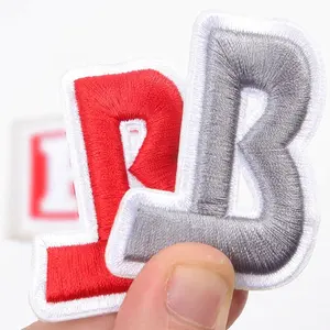 Embroidered Patches Cheap Custom 3d Puff Letter Logo Iron On Embroidery Badges for Garment