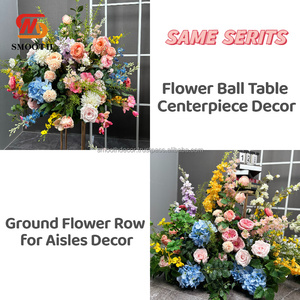 Douane Douane Arrangement De Fleurs En Soie Boule De Fleur Décoration De Table Rouge Blanc Rose Fête De Mariage Centres De Table Boules De Fleurs - Product Image 2