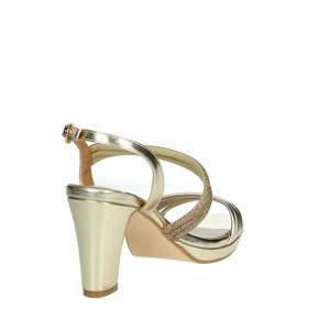Sandali con tacco CN2011 in oro da donna con chiusura a punta alla moda stile gladiatore con plateau - Product Image 3
