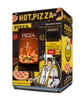 Mesin Penjual Pizza Otomatis Layar Sentuh Pintar Grabot Komersial, Dioperasikan dengan Koin, Kapasitas 45 Item, Kontrol AI, Fungsi Pemanas Otomatis