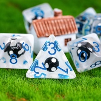 Ensemble de dés polyédriques en résine pour RPG, Dungeons and Dragons, D&D, avec logo personnalisé, champignons noirs, 7 pièces