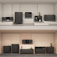 Meuble TV 4 portes, console multimédia, buffet de salon, armoire de rangement en métal, centre de divertissement pour la maison