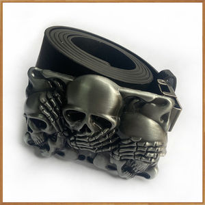 ปืนโลหะผสมสังกะสีสุดเท่ห์หัวเข็มขัดแบบไม่มีจุดทาสีหัวกะโหลกโลหะสลักด้วย3D สีดำ - Product Image 6